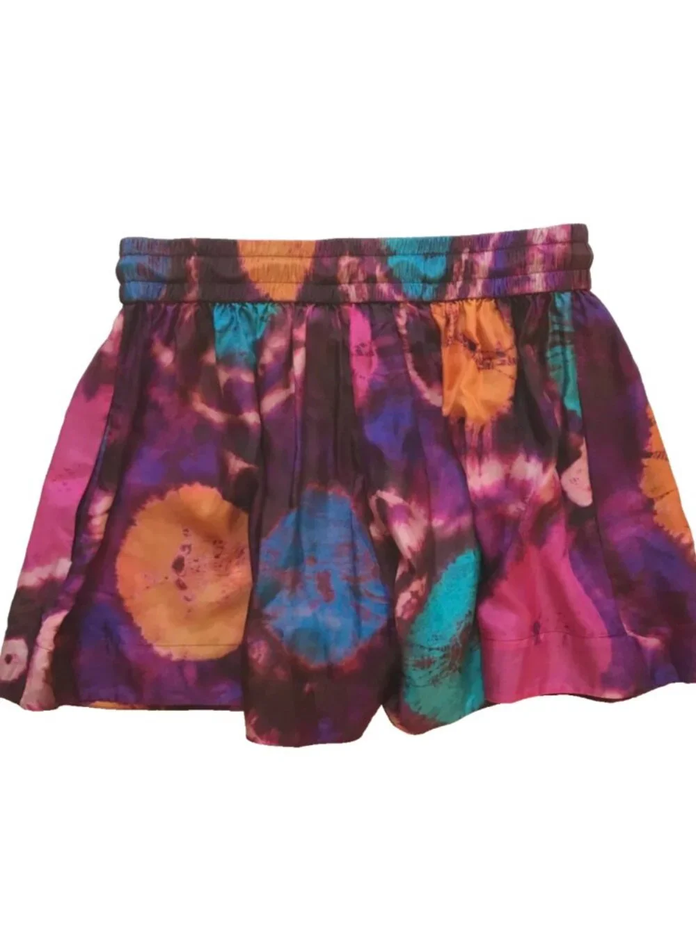 Zimmermann Acadian Tie Dye Shorts Womens 2 Medium Purple Pink High Rise Silk